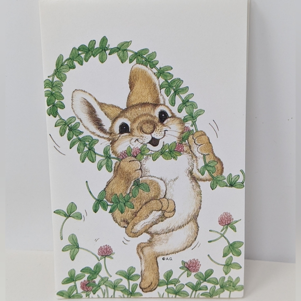 American Greetings Vintage Note Card Bunny Rabbit Set Stationery